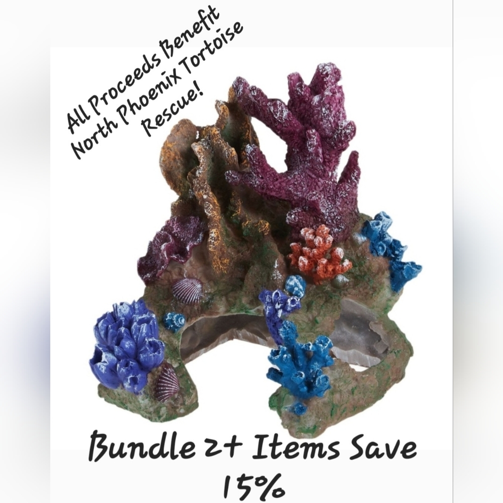 New! TOPFIN Aquatic Aquarium Decor Coral Reef Cave Fish Hide.